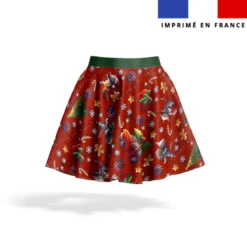 Kit jupe enfant motif souris de noel rouge - Création Stillistic