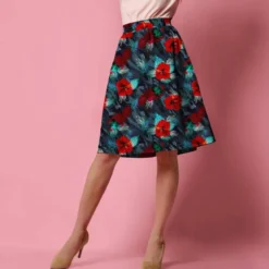 Kit Jupe Mi-Genoux - Camouflage et fleur rouge