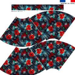 Kit Jupe Mi-Genoux - Camouflage et fleur rouge