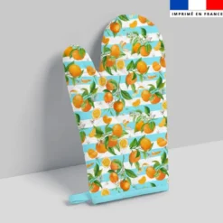 Kit manique réversible imprimé oranges et fleurs d'oranger