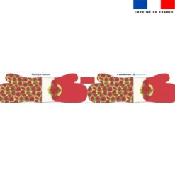 Kit manique réversible imprimé fleurs coquelicots rouges - Création Lucie Obaton