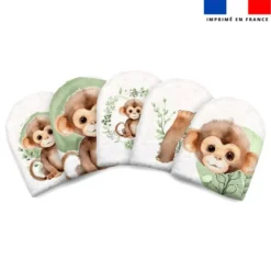 Kit mini-gants nettoyants motif singe aquarelle