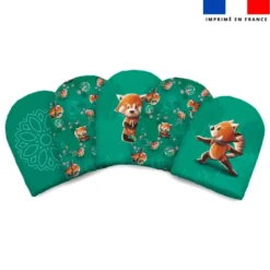 Kit mini-gants nettoyants motif panda roux yoga - Création Stillistic
