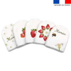 Kit mini-gants nettoyants motif maman fraise