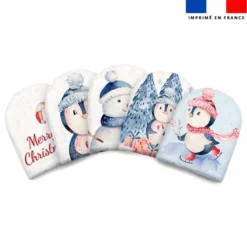 Kit mini-gants nettoyants motif pingouin de Noel