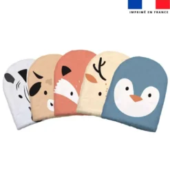 Kit mini-gants nettoyants motif tête animaux
