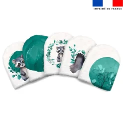 Kit mini-gants nettoyants motif raton laveur aquarelle