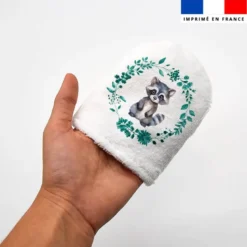 Kit mini-gants nettoyants motif raton laveur aquarelle