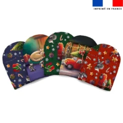 Kit mini-gants nettoyants motif souris de noel - Création Stillistic