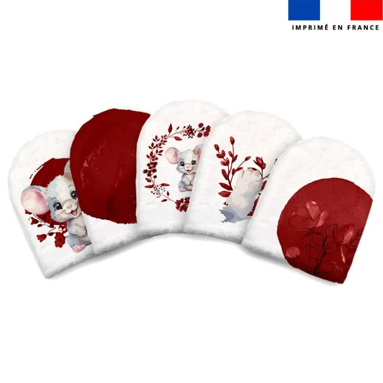 Kit mini-gants nettoyants motif souris aquarelle
