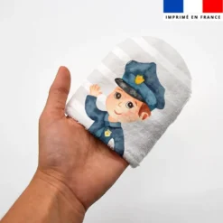 Kit mini-gants nettoyants motif policier aquarelle