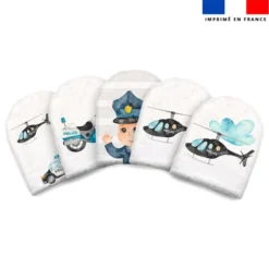 Kit mini-gants nettoyants motif policier aquarelle