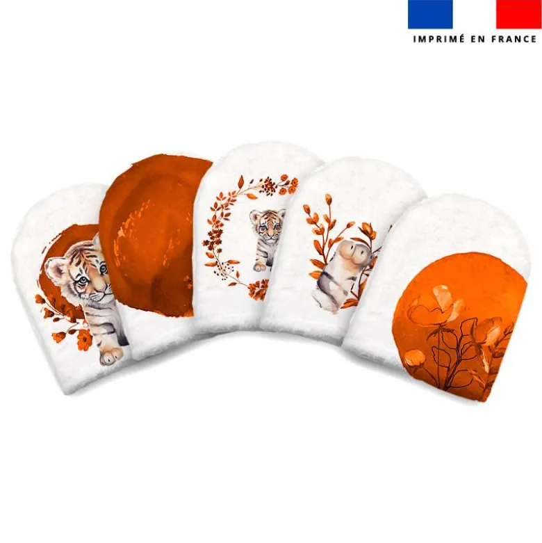 Kit mini-gants nettoyants motif tigre aquarelle