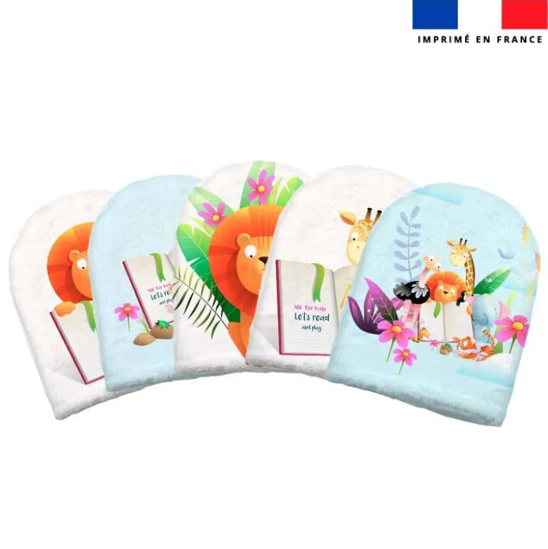 Kit mini-gants nettoyants motif safari à l'école