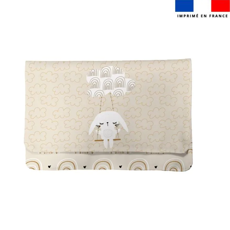 Kit pochette ardoise motif lapin dans les nuages