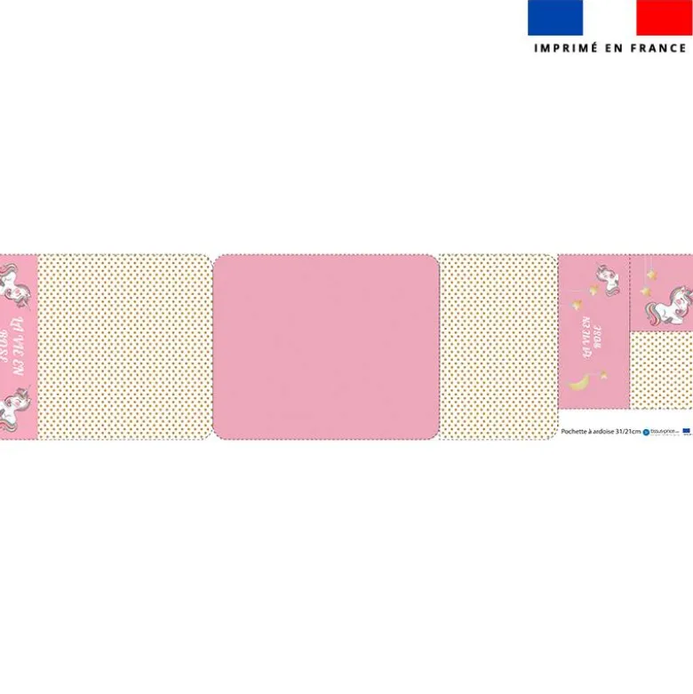 Kit pochette ardoise motif licorne rose