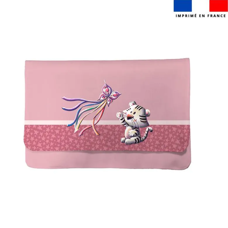 Kit pochette ardoise motif tigre blanc - Création Stillistic