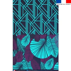 Kit pochette jean motif art déco turquoise et violet
