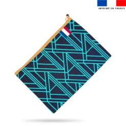 Kit pochette jean motif art déco turquoise et orange