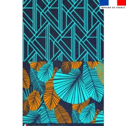 Kit pochette jean motif art déco turquoise et orange