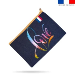 Kit pochette jean motif love arc-en-ciel