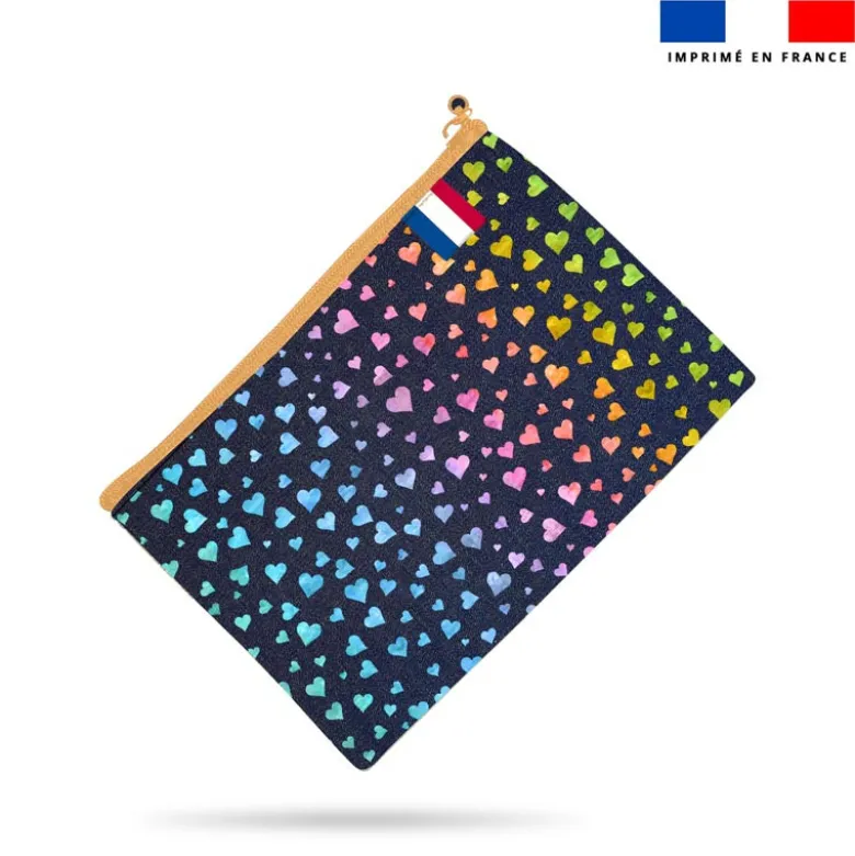 Kit pochette jean motif love arc-en-ciel