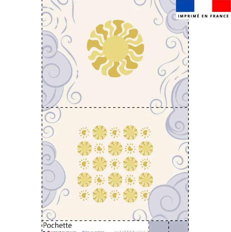 Kit pochette motif astro soleil et nuages - Création Lucie OBATON