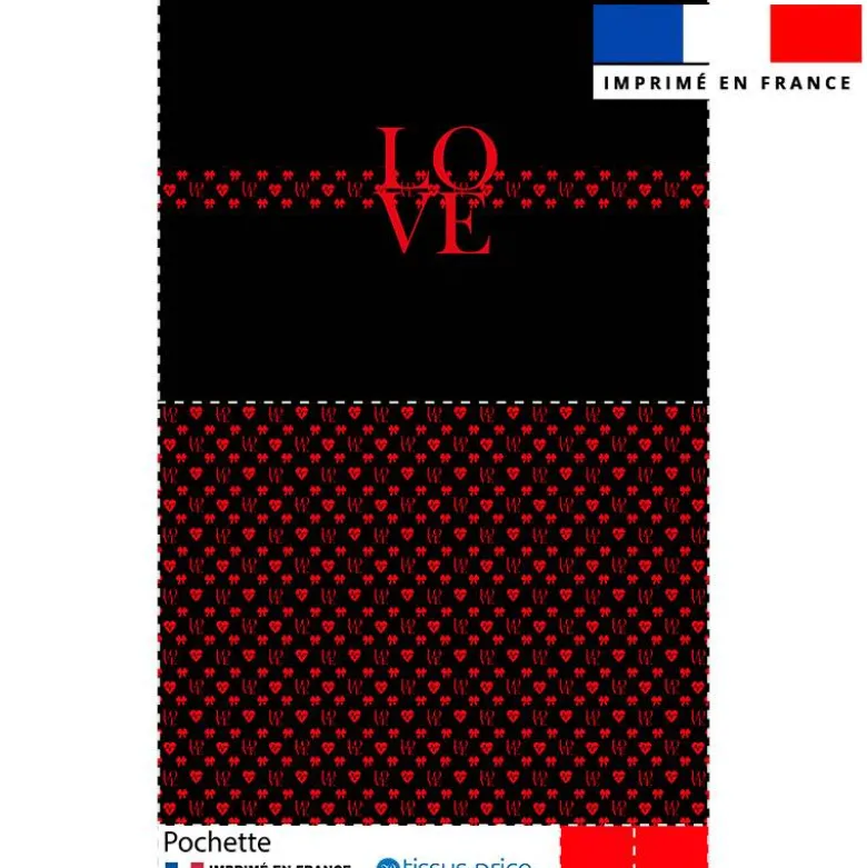 Kit pochette noir motif LOVE