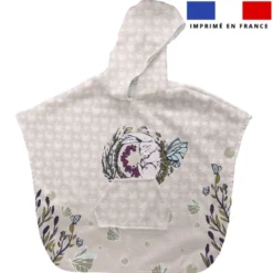 Kit poncho de bain blanc motif lapin féérique - Création Lucie OBATON
