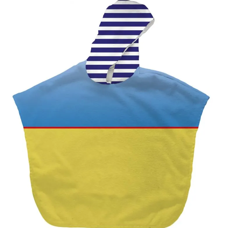 Kit poncho de bain bleu et jaune motif macareux - Création Stillistic
