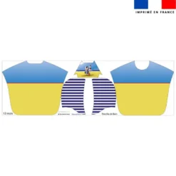 Kit poncho de bain bleu et jaune motif macareux - Création Stillistic
