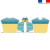 Kit poncho de bain bleu et jaune motif lion pirate - Création Stillistic