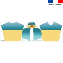 Kit poncho de bain bleu et jaune motif lion pirate - Création Stillistic
