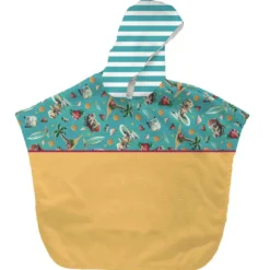 Kit poncho de bain bleu et jaune motif hippo van - Création Stillistic