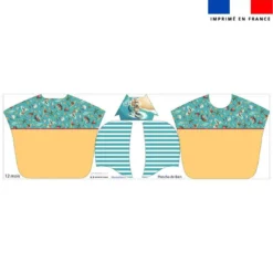 Kit poncho de bain bleu et jaune motif hippo surf - Création Stillistic