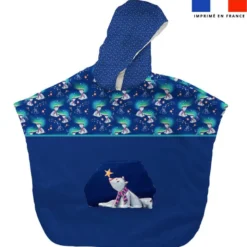 Kit poncho de bain bleu marine motif ours polaire - Création Stillistic