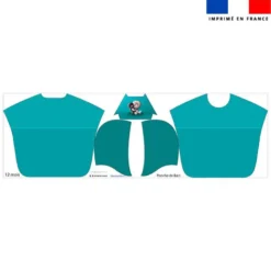 Kit poncho de bain bleu motif bébé rhino - Création Stillistic