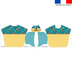 Kit poncho de bain jaune et bleu motif lion pirate - Création Stillistic