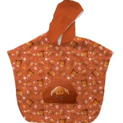 Kit poncho de bain terracotta motif amis ptit déj Croissant - Création Stillistic