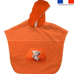 Kit poncho de bain terracotta motif bébé koala - Création Stillistic