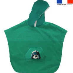 Kit poncho de bain vert canard motif bébé panda - Création Stillistic