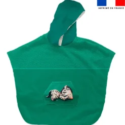 Kit poncho de bain vert canard motif bébé zèbre - Création Stillistic