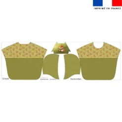 Kit poncho de bain vert kaki motif renard noeud papillon - Création Stillistic