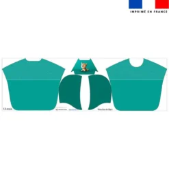 Kit poncho de bain vert motif bébé guépard - Création Stillistic