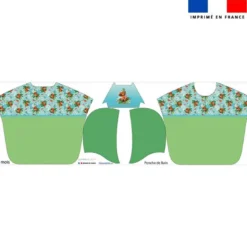 Kit poncho de bain vert motif capybara - Création Stillistic