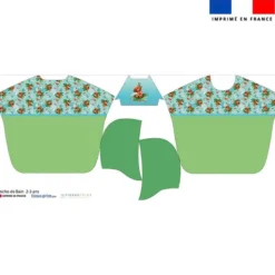 Kit poncho de bain vert motif capybara - Création Stillistic