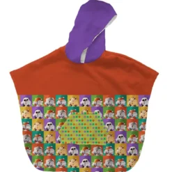 Kit poncho de bain vert motif mosaïque animaux Lou-Sticks - Création Stillistic