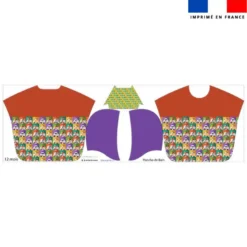 Kit poncho de bain vert motif mosaïque animaux Lou-Sticks - Création Stillistic