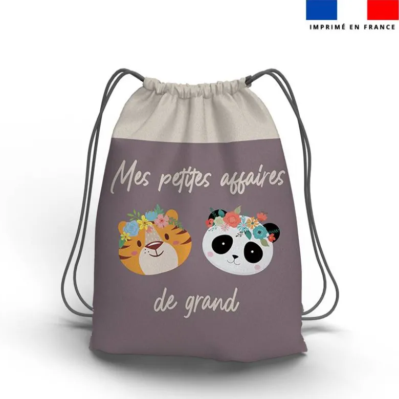 Kit sac à dos coulissant motif animaux couronne fleurie