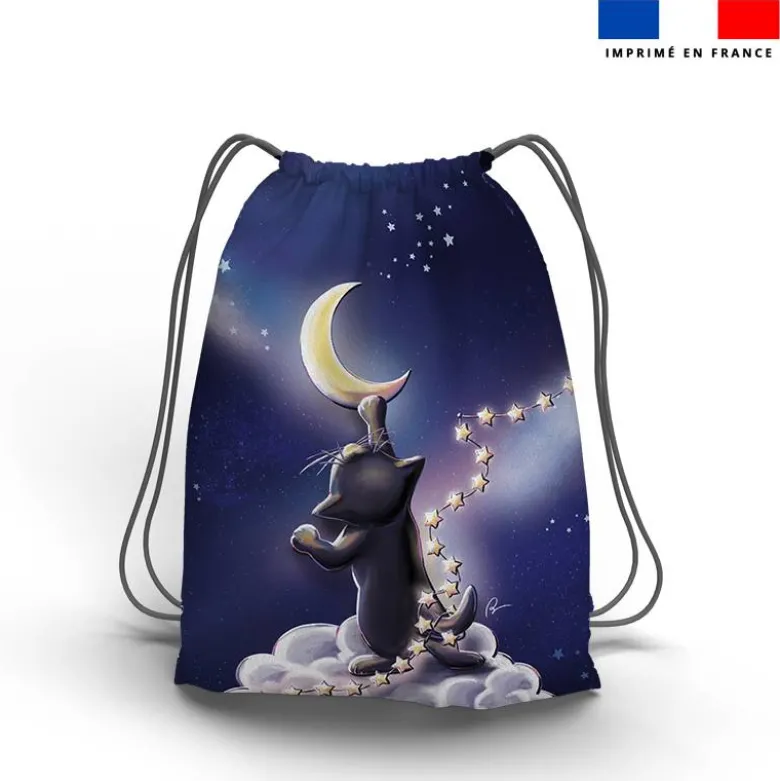 Kit sac à dos coulissant motif chat sirius - Création Stillistic
